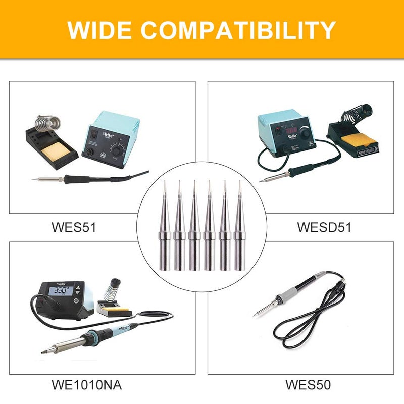 IGREAT 6pcs Replacement Tips Weller ET Soldering Iron Tips for WES51/50,WESD51,WE1010NA,PES51 / 50,LR21 ET Tip Series (6PCS-02) - Image 4